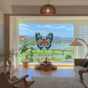 Butterfly Design 30 CM Diameter Solid China Stained Glass Church <b>Window</b> Panel Curtain Wall Dining Gym Hotel Bedroom Sun <b>Lighting</b> - Product Image 5