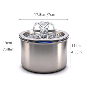 Automatic <b>Stainless</b> <b>Steel</b> Pet Drinking Water Feeder Fountain 2.2L Silent Dispenser for Cats <b>Dogs</b> with Filter Indoor/Outdoor Use - Product Image 2