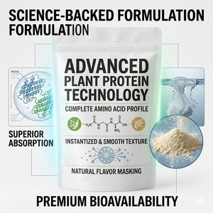 Extrait de protéines végétales véganes en marque privée OEM |   Poudre de remplacement de repas 500g, mélange de pois et de riz, <span class=keywords><strong>inuline</strong></span>, multivitamines, sans OGM - Product Image 4