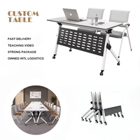 Meubles de bureau modernes, table de formation à plateau rabattable, table de conférence pliable, table de réunion sur roulettes, table modulaire pliable et chaises