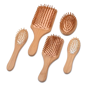 Brosse à cheveux en bois de <span class=keywords><strong>bambou</strong></span> de luxe, qualité professionnelle, brosse à palettes antistatique, démêlante, massage du cuir chevelu pour des cheveux brillants, soin essentiel - Product Image 2