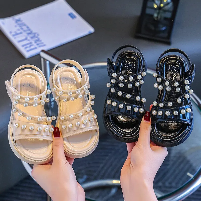 Verano moda perla niñas sandalias Fondo suave hermoso bebé niños niñas zapatos