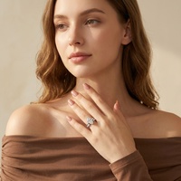 Anillos Apilables de Lujo Ligero para Mujer, Plata 925, Joyería Fina de Compromiso, Moissanita Completa de 3ct, Corte Marquesa 7*14mm, para Boda