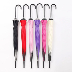 Pagode Parapluie Manuel Cinq Pliage Fer Tube Pongé Matériel Noir Rose Garni Poignée Incurvée Design Moderne 90cm Diamètre Ouvert - Product Image 2