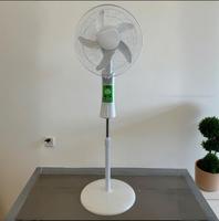 Ventilateur sur pied solaire rechargeable AC/DC Pine 16 pouces, 5 pales, moteur sans balais, 9 vitesses, lumière LED nocturne, portable, extérieur/intérieur, maison