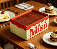 Boîte d'emballage personnalisée avec impression de logo, boîte à tiramisu en papier, emballage alimentaire en papier, boîte d'emballage pour pâtisserie, chocolat