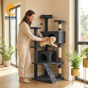 Arbre à chat personnalisé <span class=keywords><strong>en</strong></span> gros, directement de l'usine, tour pour chat OEM avec maisonnette et lit, griffoir <span class=keywords><strong>en</strong></span> sisal pour animaleries et <span class=keywords><strong>d</strong></span>étaillants - Product Image 1