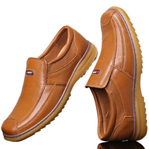Zapatos Casuales de Piel Vacuna para Hombre, Transpirables, Ligeros, con Suela de TPR, Mocasines Sin Cordones de Piel Auténtica - Product Image 1