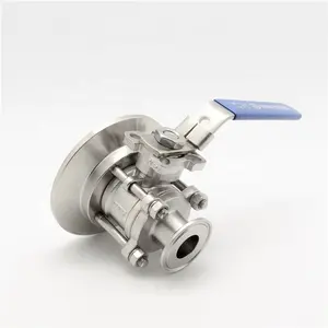 2 inch 4 inch 316L Stainless Steel 3PC Tank Bottom Handle Type Flange Heat Resistant sanitary ball valve