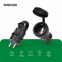 Kit de Conector y Acoplador Schuko para Exteriores de 90 Grados PHEIYON para Cable de Extensión de 3G1.5mm² para Ensamblaje de Cables