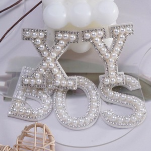 <strong>Fabric</strong> Iron-On Embroidered Sequins Pearl <strong>Letter</strong> Hot Melt and Self Adhesive Patches Triangle Shape 26 <strong>Letters</strong> for Cloth - Product Image 2