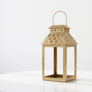 Wholesale Latest Snowflake Cutout <b>Gold</b> Metal Candle <b>Lantern</b> for Christmas Holiday Home Decoration - Product Image 3