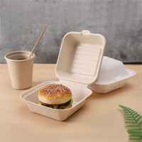 Bagasse de canne à sucre compostable jetable ECOLIFE Boîte à lunch à clapet biodégradable Boîte à hamburger Vaisselle à emporter