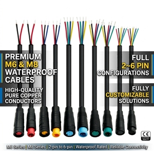 كابل مقاوم للماء IP67 PI68 M6 M8 بـ 2 و3 و4 و5 و6 دبابيس للكاميرات الخارجية LED - Product Image 1