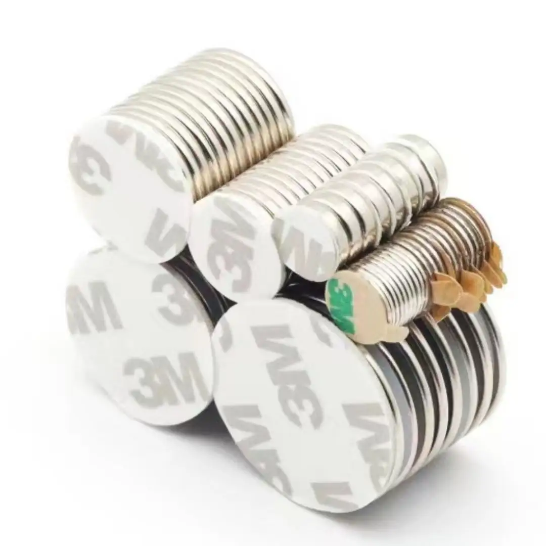 Promosi Oem harga rendah N45 Magnet Neodymium Magnet kotak es Magnet bulat cakram dengan perekat Magnet kuat