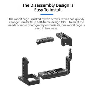 YEAH OTAN Rails Plaque de dégagement rapide Cage complète/demi-corps interchangeable pour appareil photo <span class=keywords><strong>Sony</strong></span> <span class=keywords><strong>FX30</strong></span> X3 avec pince de câble HDMI - Product Image 3