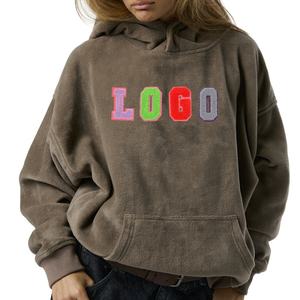 New Logo Brand Chenille Fleece <strong>Jumper</strong> Drop Shoulder Hoodies Unisex Loose Fit Oversize Pullover Hoody Women <strong>Boyfriend</strong> Hoodies - Product Image 1