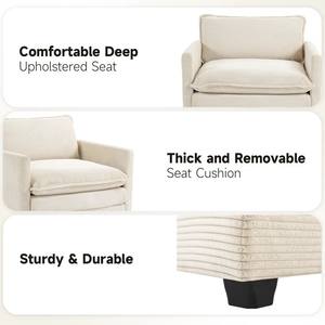 Sillón de pana blanco moderno con sofás otomanos para sala de estar <span class=keywords><strong>tapizados</strong></span> sofá de tela de un asiento silla decorativa - Product Image 6