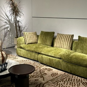 Divano Modulare Minimalista in Ciniglia Verde - Lussuoso Divano per Soggiorno con Seduta Profonda per Case Moderne <span class=keywords><strong>e</strong></span> Progetti Alberghieri - Product Image 3