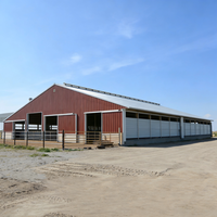 Establo para Ganado de Estructura de Acero Moderna de Ensamblaje Rápido, Establo Prefabricado Económico para Vacas, Establo para Engorde de Ganado Vacuno con Techo Impermeable