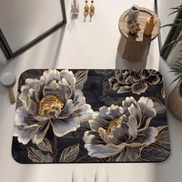 Tapis de bain géométrique personnalisé, fabriqué à la machine, à séchage rapide, coussiné, super absorbant, antidérapant, en boue de diatomée, design minimaliste