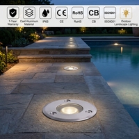 Vente en gros de lumière enterrée à LED panneau en acier inoxydable lumière enterrée intégrée lumières de pelouse rondes étanches RVB à sept couleurs