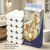 Papier toilette doux écologique Kongshi Modèle 260422 en pâte de bois vierge, jetable, jetable aux toilettes, rouleau standard sans mandrin