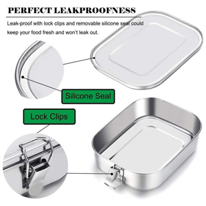 Personalised Bento Lunch <strong>Box</strong> Leak-Proof Large <strong>Lock</strong> Clips Microwave Lunch <strong>Box</strong> Stainless Steel Insulated Lunch <strong>Box</strong> for Adults - Product Image 3