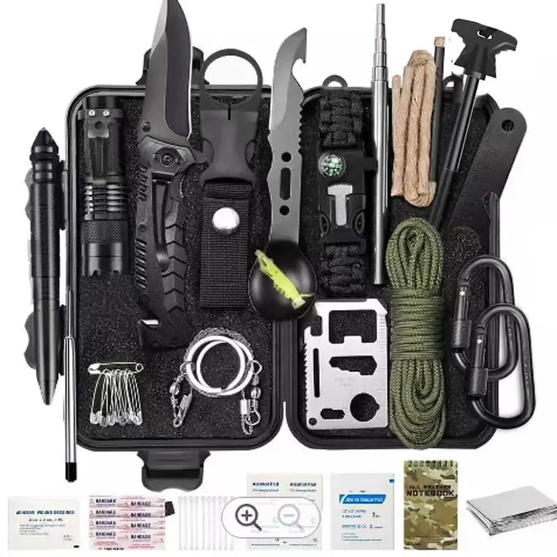 outdoor Survival Gear and Equipment OEM ODM Water Filter Straw With 70 in 1 Outdoor Camping Set Emergency Survival Gear Kit