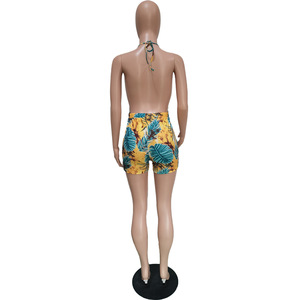Femmes dos nu licou Sexy découpé <span class=keywords><strong>court</strong></span> une pièce <span class=keywords><strong>Bikini</strong></span> imprimé maillot de bain Sehe mode - Product Image 6
