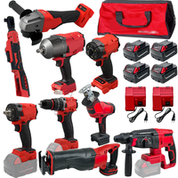 Kit d'outils électroniques populaire Série Rouge, outils à batterie au lithium, ensemble complet de réparation 15-en-1, clé, tournevis, meuleuse, kits combinés