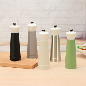 Juego de molinillo de sal y pimienta de acero inoxidable con acabado personalizado con molinillo ajustable y botón de acero inoxidable 304 para uso comercial - Product Image 1
