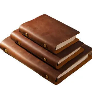 Buku sketsa buku catatan sampul kertas Kraft polos Notebook tulisan isi ulang jurnal kulit dinamis dengan halaman kosong ikatan kulit