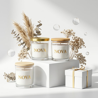 Bocaux en verre vides de luxe personnalisés de 8 oz, 10 oz, 14 oz avec couvercle, boîte cadeau de Noël, fabrication de bougies, décoration