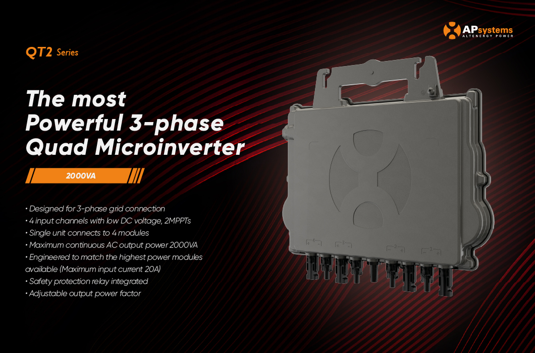 Micro-onduleur solaire - APSystems QT2 triphasé - 2000w