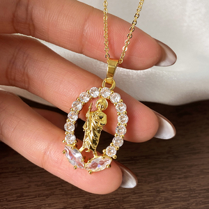 Hot Selling in Stock Religion Jewelry 18K <b>Gold</b> Plated Christ Jesus <b>Statue</b> Cz Pendant Necklace - Product Image 2