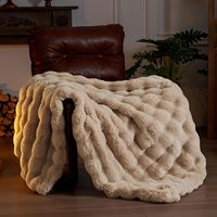 Couverture en fausse fourrure de lapin en peluche super confortable, chaude et épaisse, couverture de luxe en fausse fourrure de lapin