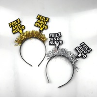 2027 Neuer Stil Feliz Nuevo Neujahrsparty-Stirnband, Glitzernde Haarspange Fotografie-Requisiten Festliche Dekorationen