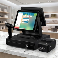 Caja Registradora POS de Doble Pantalla de 15.6 Pulgadas con Sistema Windows 10, Impresora Integrada de 58 mm / 80 mm, Bluetooth / WiFi para Comercio Minorista