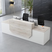 Bureau de réception commercial moderne et brillant pour 2 personnes, en surface solide, pour bureau, supermarché, hall d'hôtel - Chine