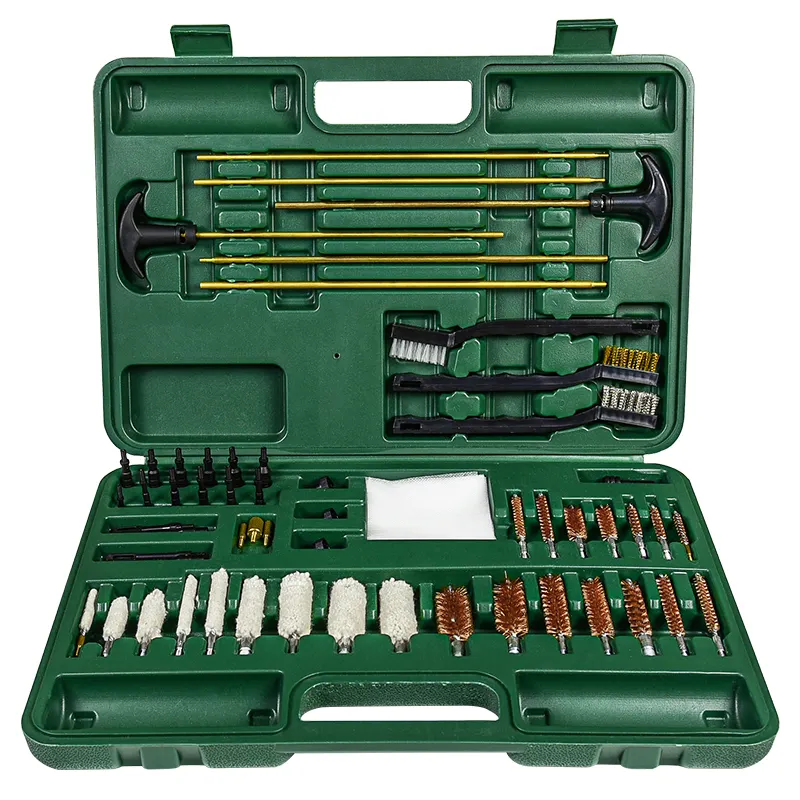 wholesale OEM ODM deluxe universal gun cleaning kit 58 PCS utility plastic tool case for all gun care firearm cleaners