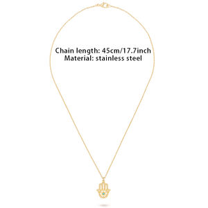 Hostanci Handmade Evil Eyes 14k PVD gioielli in acciaio inossidabile placcato oro Hasma Evil collana a forma di cuore in oro a mano di terzo occhio - Product Image 5