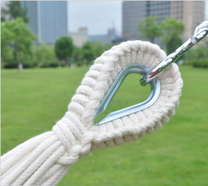 Hamaca de algodón blanco con borla, columpio colgante para exteriores para Patio, jardín, Camping, soporte para árbol incluido - Product Image 6