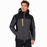 Blouson d'hiver unisexe imperméable coupe-vent à capuche zippé en polyester réversible respirant avec logo frontal