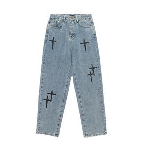 Jean en denim ample à jambe droite pour <span class=keywords><strong>homme</strong></span>, nouvelle collection Printemps/Automne <span class=keywords><strong>2022</strong></span>, style coréen, <span class=keywords><strong>tendance</strong></span>, décontracté, taille mi-haute, délavage clair, longueur cheville - Product Image 5