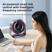 Petit ventilateur de bureau à affichage numérique, alimenté par USB, avec moteur sans balais, 5 vitesses, pour chambre à coucher, bureau et circulation d'air au chevet