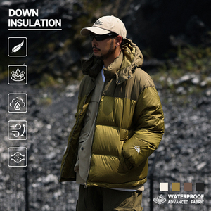 OEM Custom Design Men's Retro <strong>Waterproof</strong> 90 <strong>White</strong> Duck Down <strong>Jacket</strong> Padded Hooded Padded Quilted Puffer Down <strong>Jacket</strong> for Men - Product Image 1