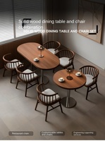 Ensemble de mobilier commercial ovale industriel en acier inoxydable et bois massif pour restaurant, café, salle à manger et restaurant de fondue
