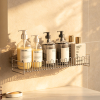 Étagère de douche murale en acier inoxydable 304, sans perçage, pour rangement de produits de toilette dans la salle de bain