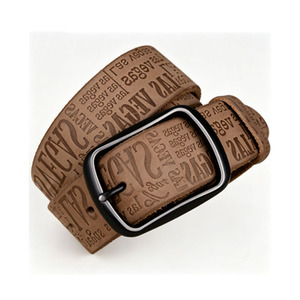 Ceinture en cuir pleine fleur faite à la main, style vintage rétro américain, avec boucle ardillon, unisexe, pour jeans, ceinture de travail en cuir véritable souple, 3,8 cm - Product Image 1